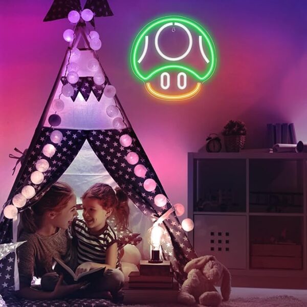 neon-mushroom-image-in-kids-bedroom