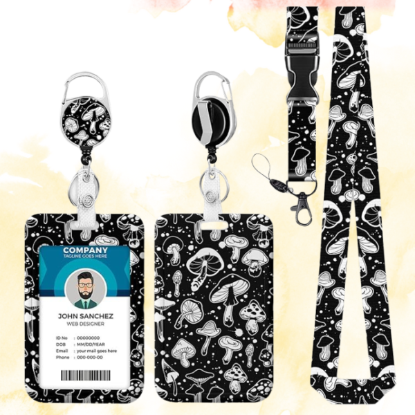 black-psychedelic-mushroom-lanyard