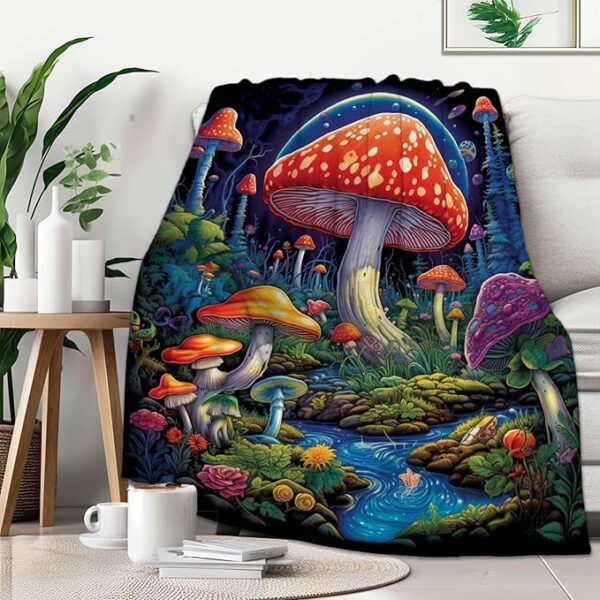 mushroom-forest-throw-blanket