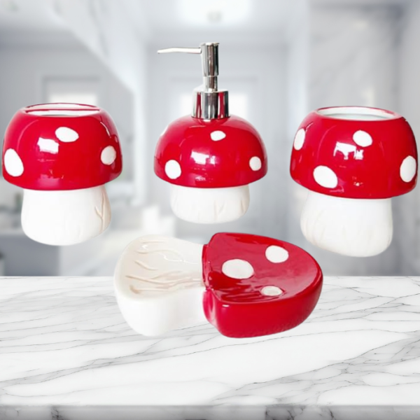 mushroom-bathroom-set-soap-holder-soap-dispenser-toothbrush-holder